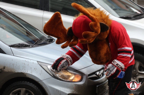 «Автомобилист» помогает вам! Яма здесь!!!» Хоккеисты борются с плохими дорогами (фото, видео)